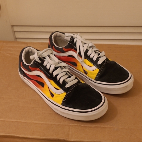 Vans Off The Wall Black, Yellow, Orange, and White Sneakers - Picture 3 of 6